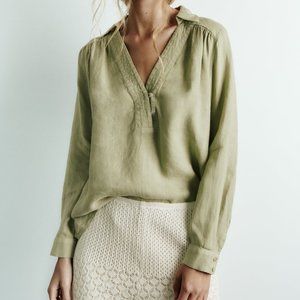 Zara Green Linen Shirt
